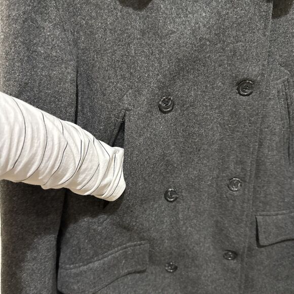 J Crew Pea Coat Jacket Charcoal Gray Wool Double Breasted Pockets Size Small - Picture 4 of 10